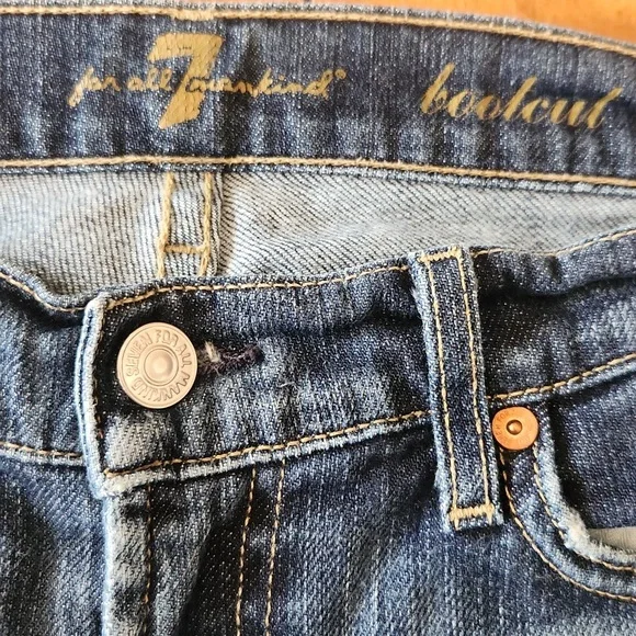 7FAM 7 FOR ALL MANKIND Bootcut Medium Blue Wash Boot cut Jeans 29 Denim Vintage - Picture 9 of 14